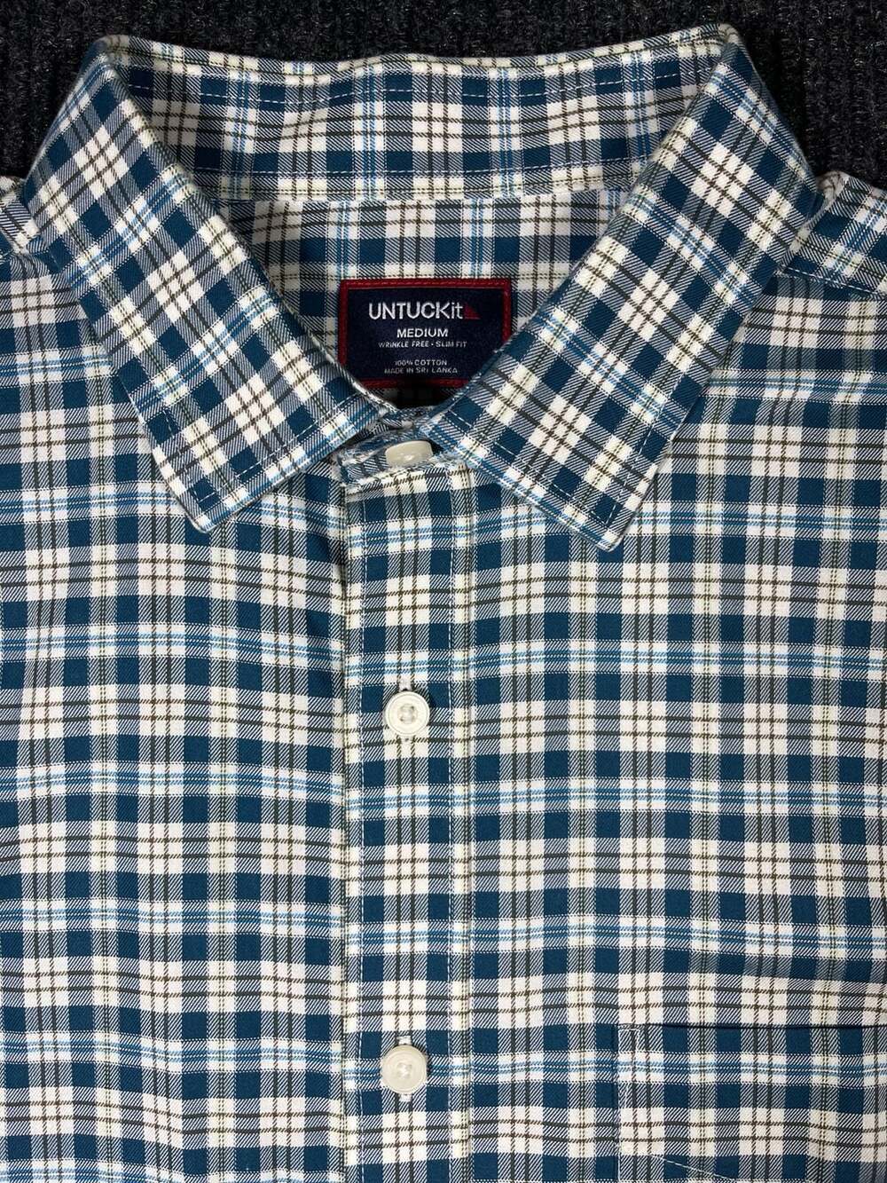 UNTUCKit Wrinkle Free Slim Fit Long Sleeve Plaid Button-Up Shirt Medium Blue